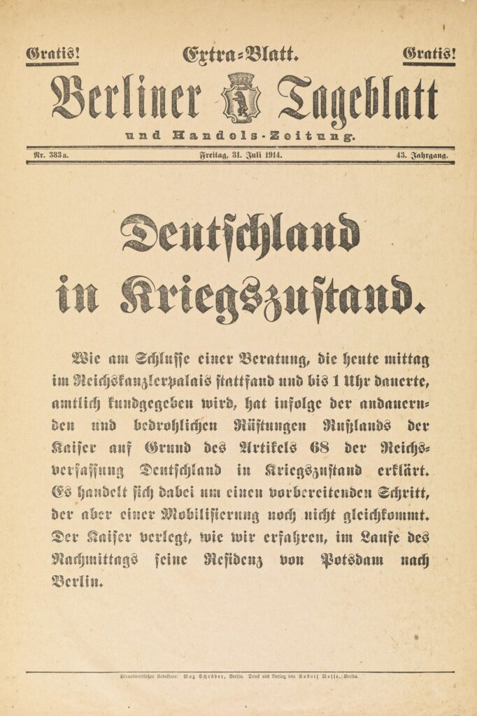 31.7.1914 Deutschland in Kriegszustand